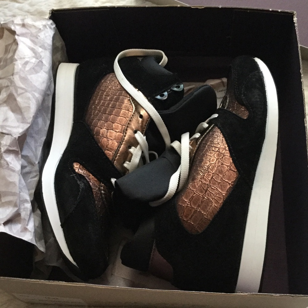 Bronze/Black Bakers Wedge Sneakers with Heel